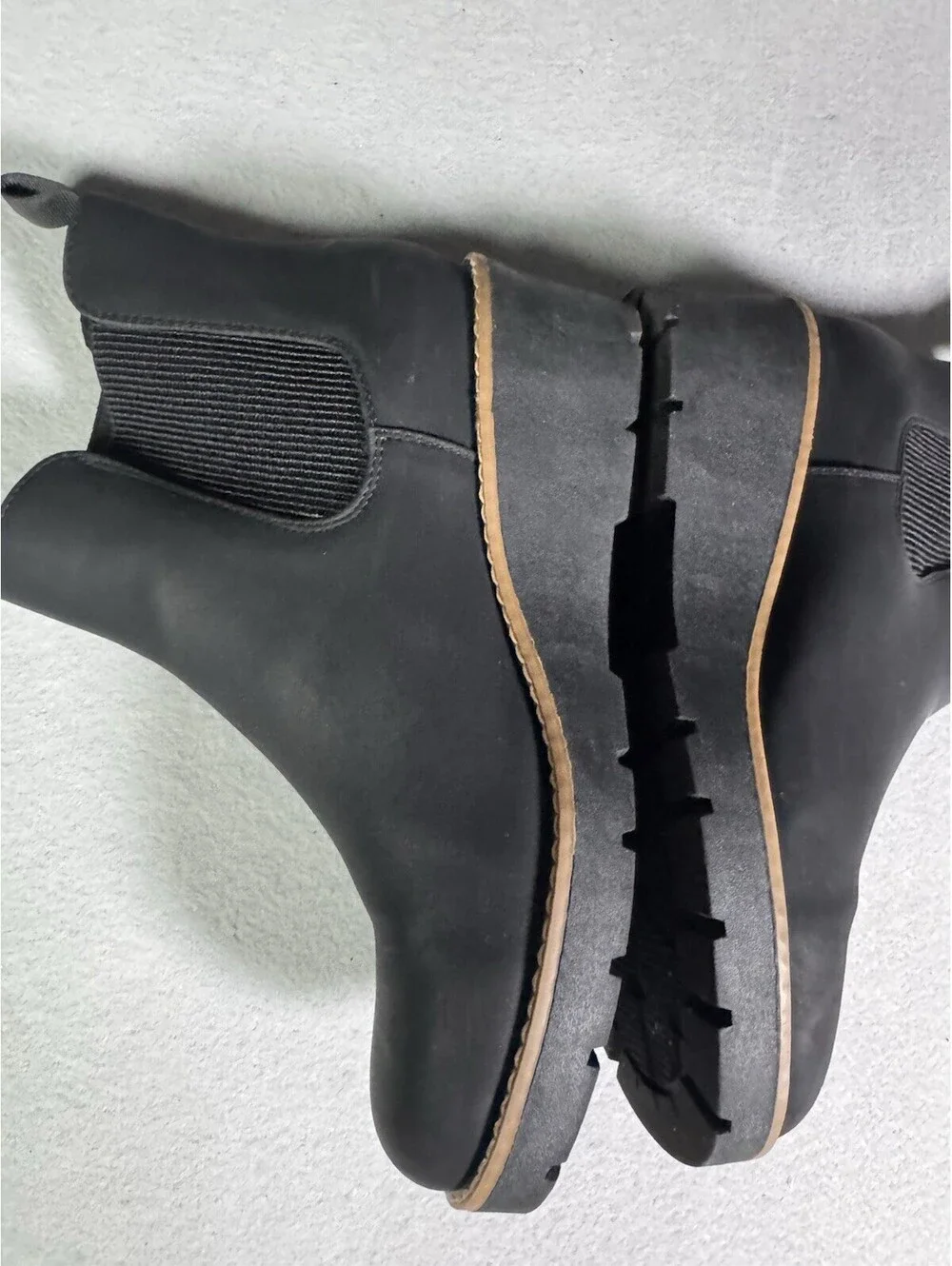 Athlefit Women's Chelsea Wedge Boots Black Pull On Ankle Booties Size 9.5